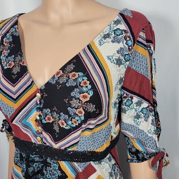 Shyanne Women's Country/Boho Wear Mixed Media 3/4 Sleeve Dress Size L - Picture 3 of 10